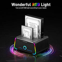 FIDECO SATA 2.5″ 3.5″ HDD SSD USB 3.0 Hard drive Dock Station with RGB