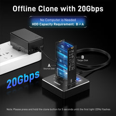 FIDECO 20Gbps M.2 nvme sata 2 bay Duplicator offline clone Hard Drive Base