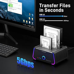FIDECO SATA 2.5″ 3.5″ HDD SSD USB 3.0 Hard drive Dock Station with RGB