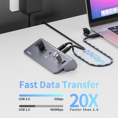 FIDECO 7 Ports USB 3.2 10Gbps Type C Type A fast charging Hub
