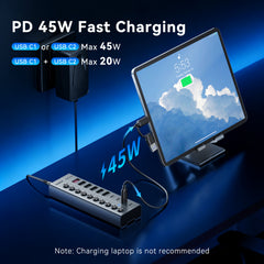 FIDECO Powered USB Hub with Individual On/Off Switches – USB 3.2 Multiport Hub for Desktop
