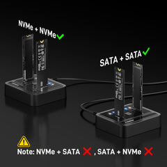 FIDECO ABS 2 Bay USB 3.2 20Gbps NVMe SATA Offline Clone Docking