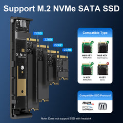 FIDECO M.2 SATA & NVMe SSD Enclosure USB 3.2 – Universal External SSD Case for PC & Mac