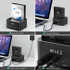 FIDECO aluminum 2 bay 2.5 3.5 inch SATA USB3.0 Hard Drive Docking Station with Offline Clone