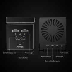FIDECO 20Gbps M.2 nvme sata 2 bay Docking Station with offline clone and Cooling Fan