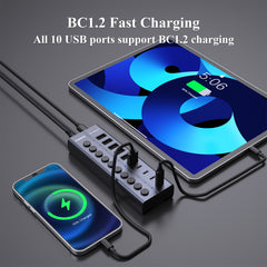 FIDECO 10 Ports USB 3.2 10Gbps Type C Type A Hub with Individual On/Off Switches Splitter