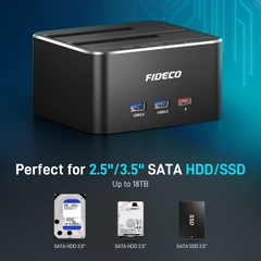Fideco Dual Multi Function Usb 3.0 Hard Drive Docking Station Sata Hdd Duplicator