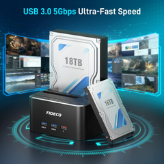 Fideco Dual Multi Function Usb 3.0 Hard Drive Docking Station Sata Hdd Duplicator