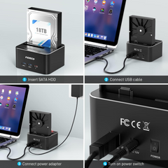Fideco Dual Multi Function Usb 3.0 Hard Drive Docking Station Sata Hdd Duplicator
