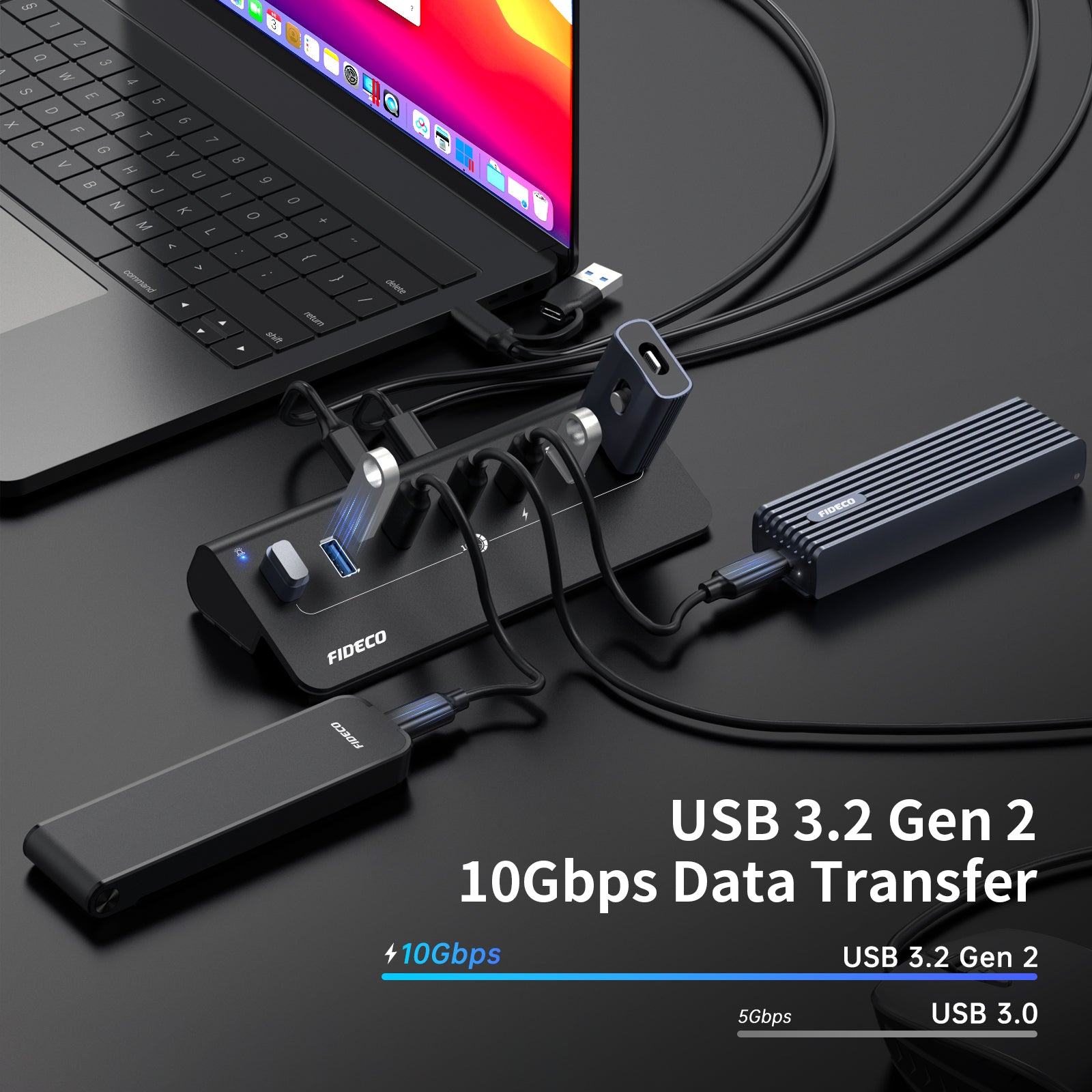 Fideco Program FIDECO USB C Hub for Mac Mini / MacBook Pro – Multiport Adapter with H