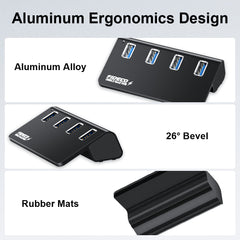 FIDECO 4-Port USB 3.2 Gen 2 Hub 10Gbps High-Speed USB Hub