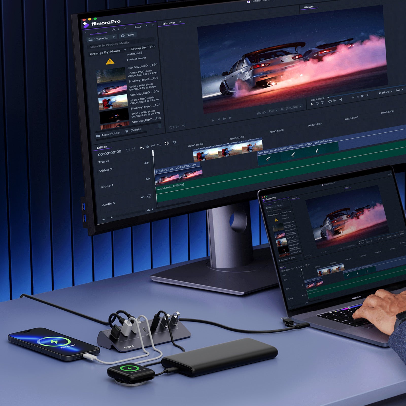 Fideco Program FIDECO 7 Ports USB 3.2 10Gbps Type C Type A fast charging Hub
