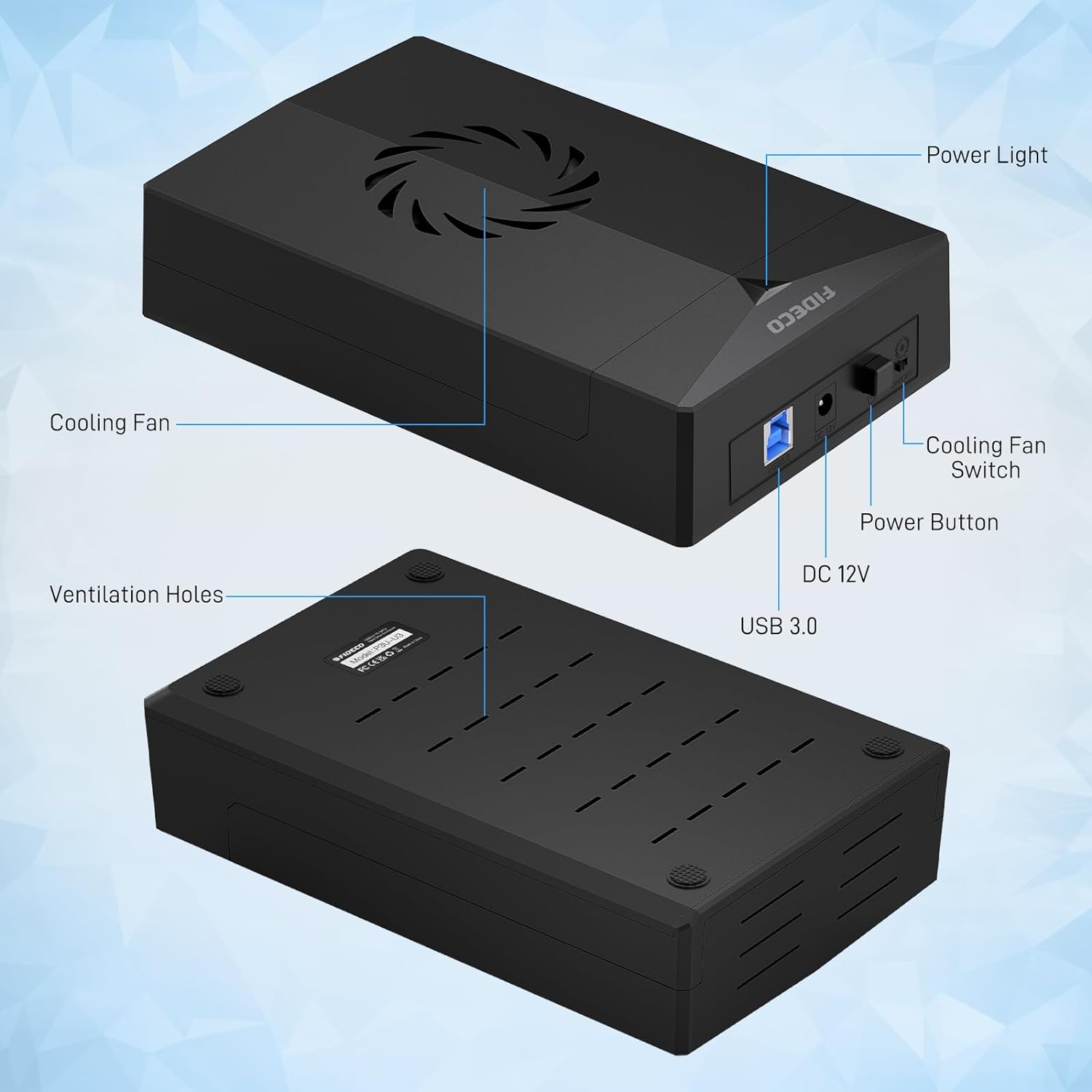 FIDECO USB External Hard Drive SATA HDD Enclosure