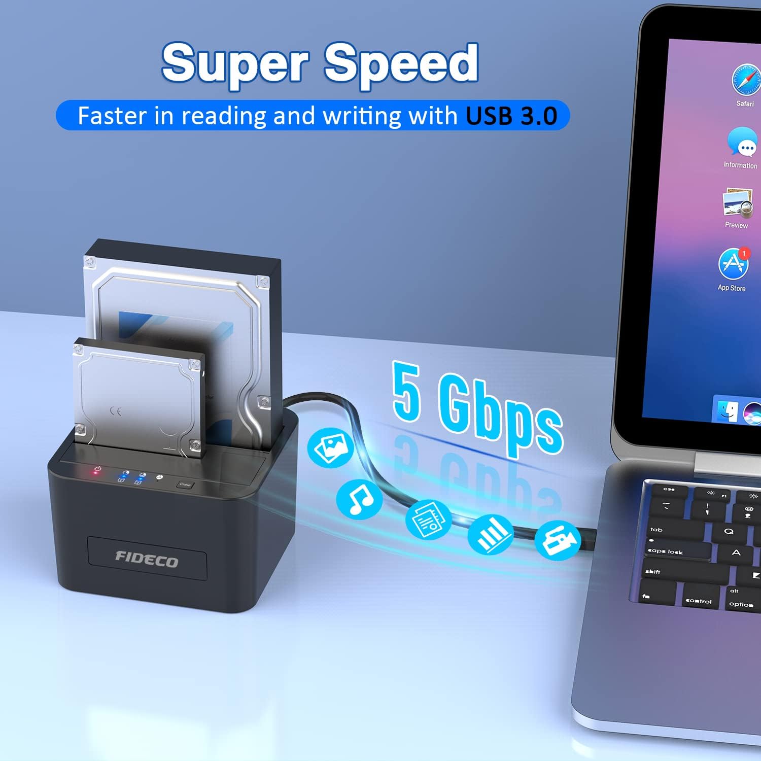 FIDECO SATA 2.5″ 3.5″ HDD SSD USB 3.0 Hard drive Dock Station