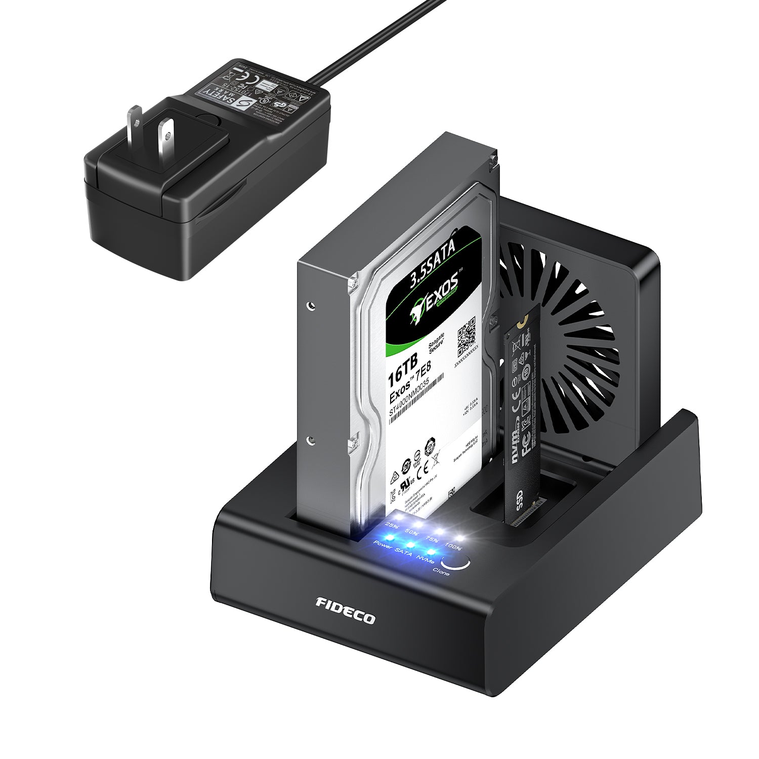 FIDECO 2.5 3.5 INCH SATA Hard drive m.2 NVMe SSD Clone Dock Station